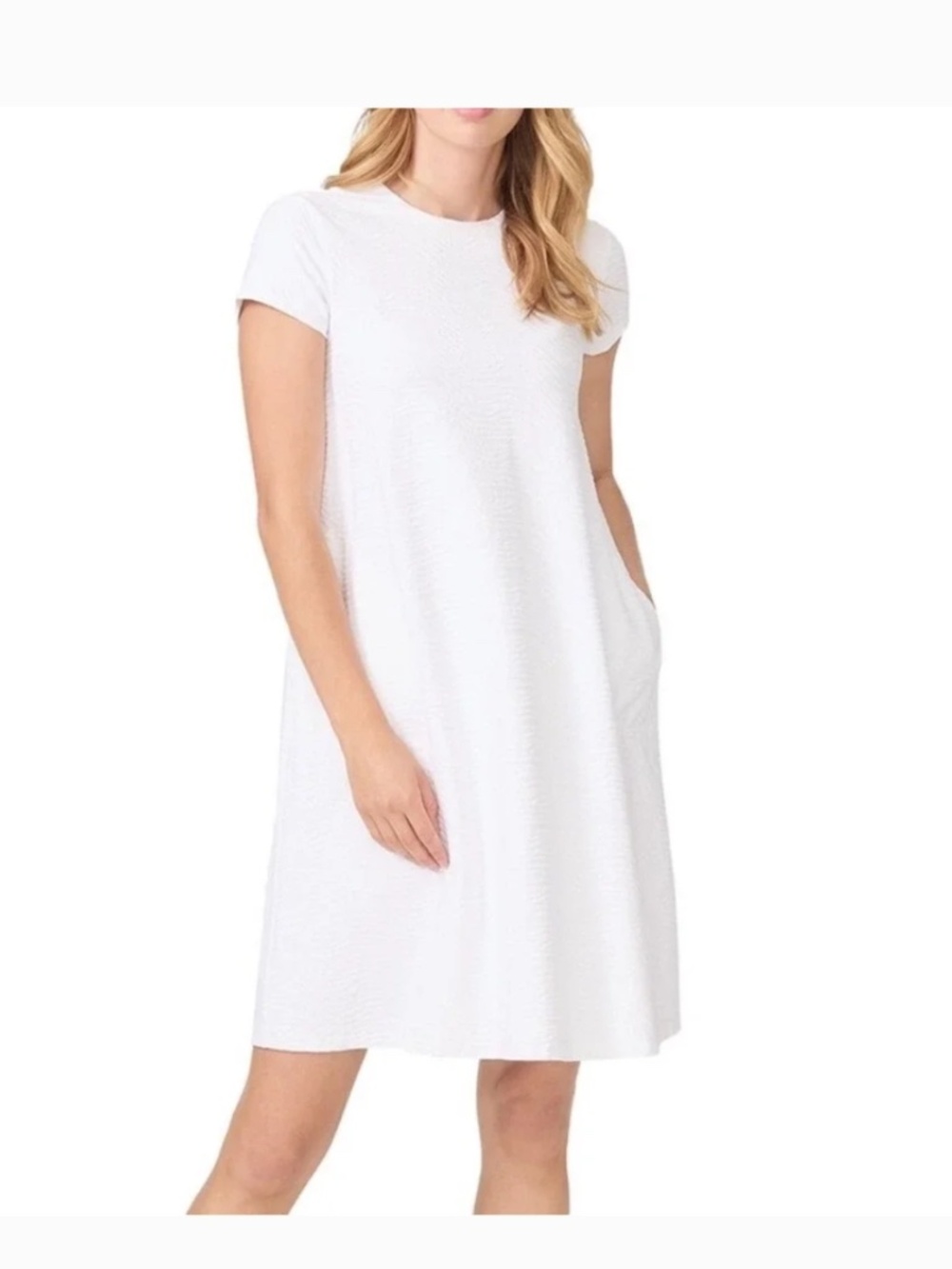 J. McLaughlin White Radio Waves Jacquard Swing Dress